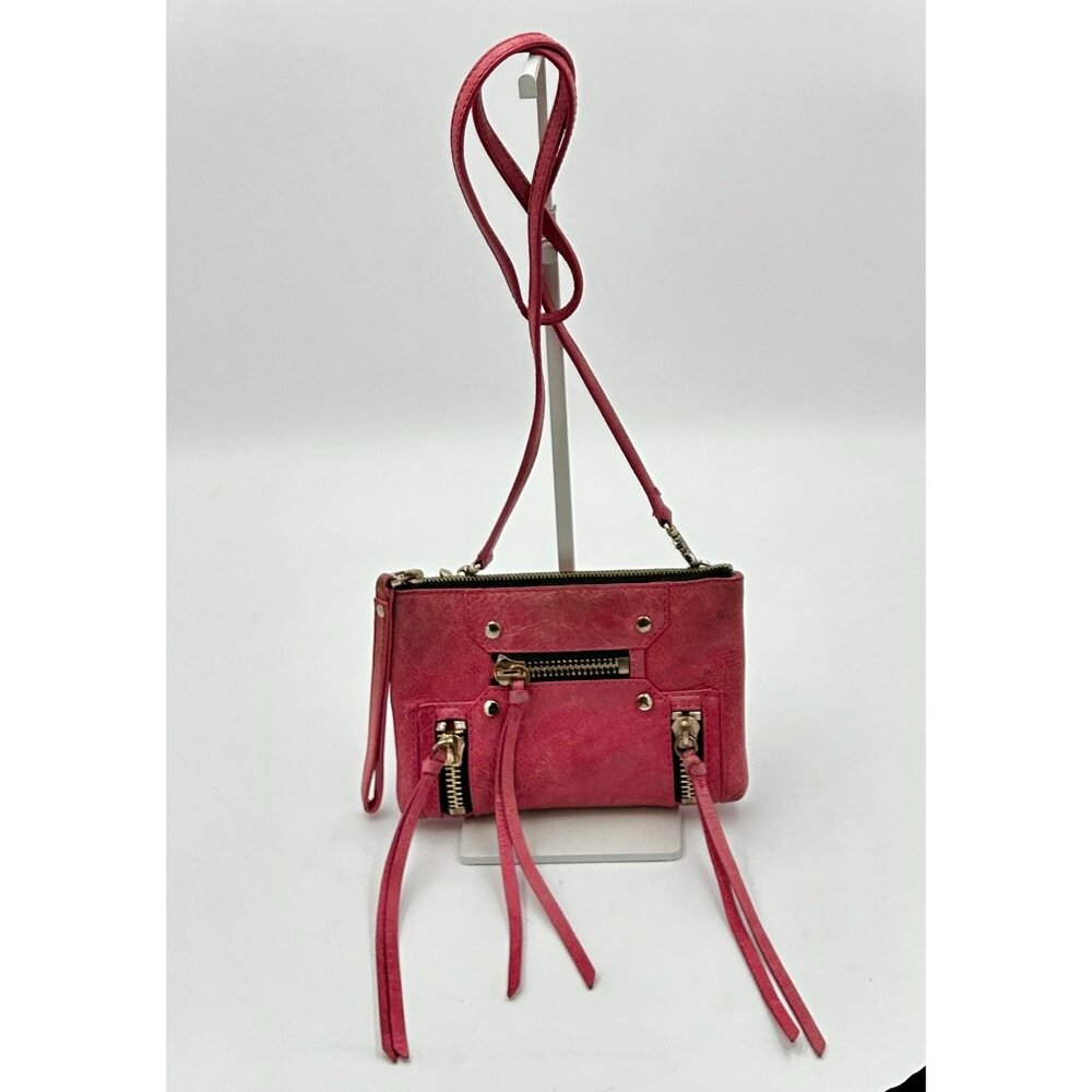 Botkier Mini Crossbody Bag Womens Pink Leather Tassel Zip Purse 9x6 Y2K Designer